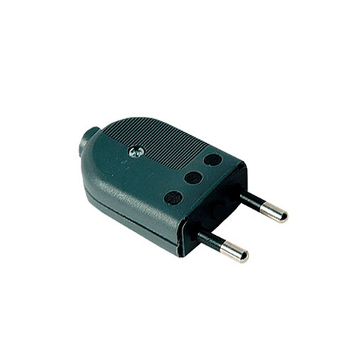 ENCHUFE MACHO RECTO 2P 10A - 250V NEGRO
