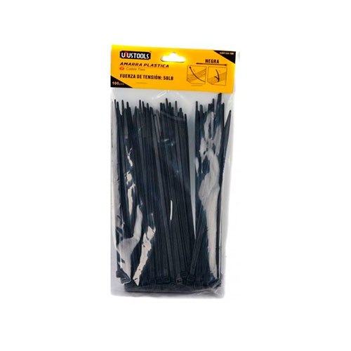 AMARRAS PLASTICAS UYUSTOOL NEGRA 2,5X160, PQT 100U
